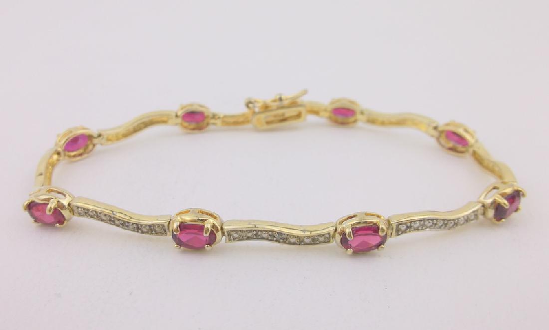 Stunning Gold Over Sterling Genuine Ruby Bracelet (1 of 2)
