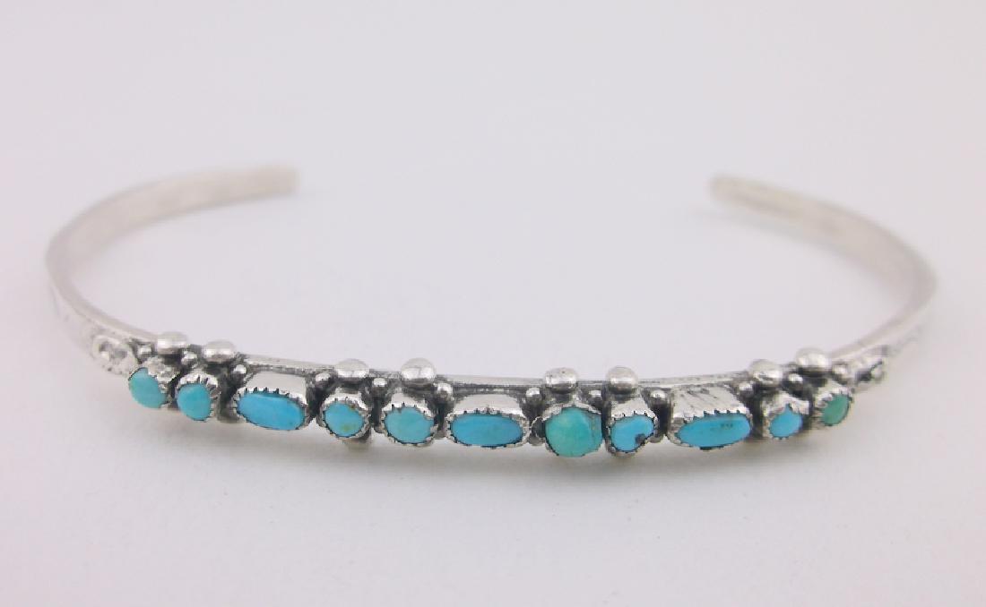 C. AZU Antiq Navajo Sterling Turquoise Cuff Bracelet (1 of 5)