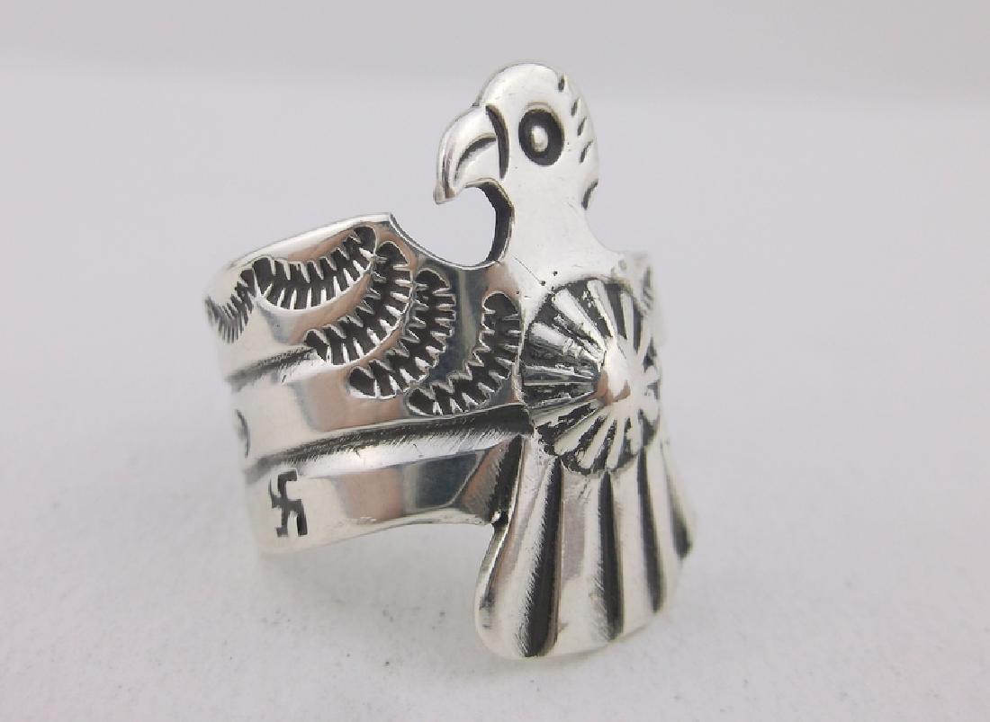Antique Navajo Sterling Thunderbird Ring 10 (1 of 4)