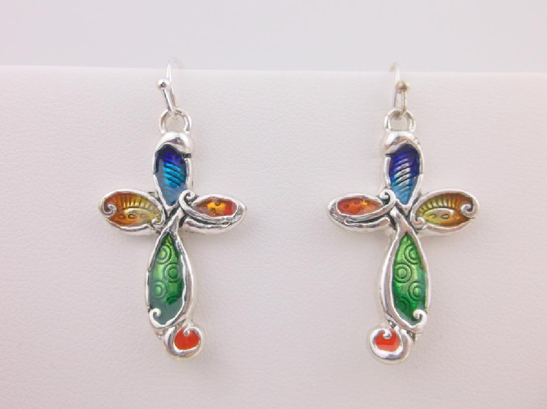 Stunning Enameled Cross Earrings (1 of 1)