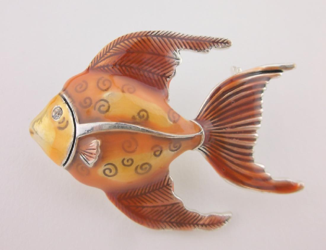 Large Enameled Rhinestone Fish Brooch Pendant (1 of 1)