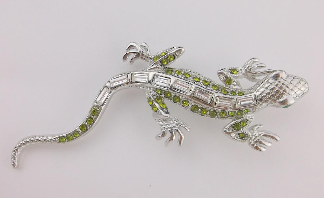 Stunning Life Size Rhinestone Gecko Brooch Lizard (1 of 1)