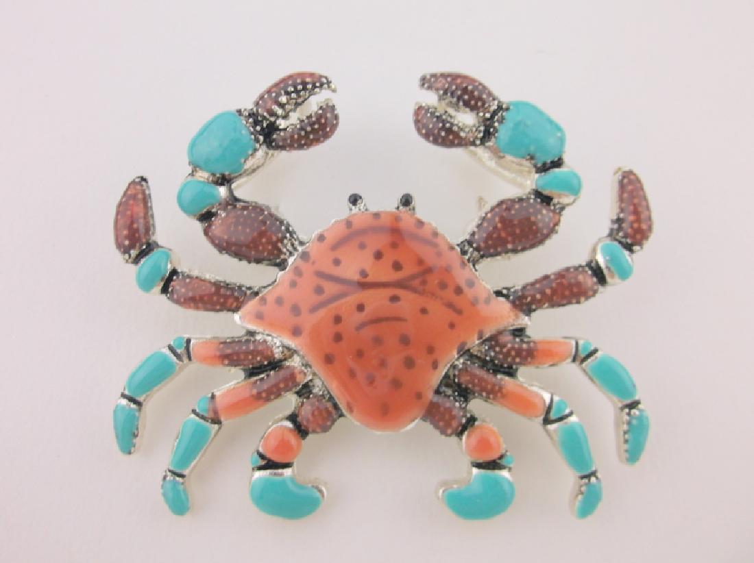 Stunning Large Enameled Crab Brooch Pendant (1 of 1)