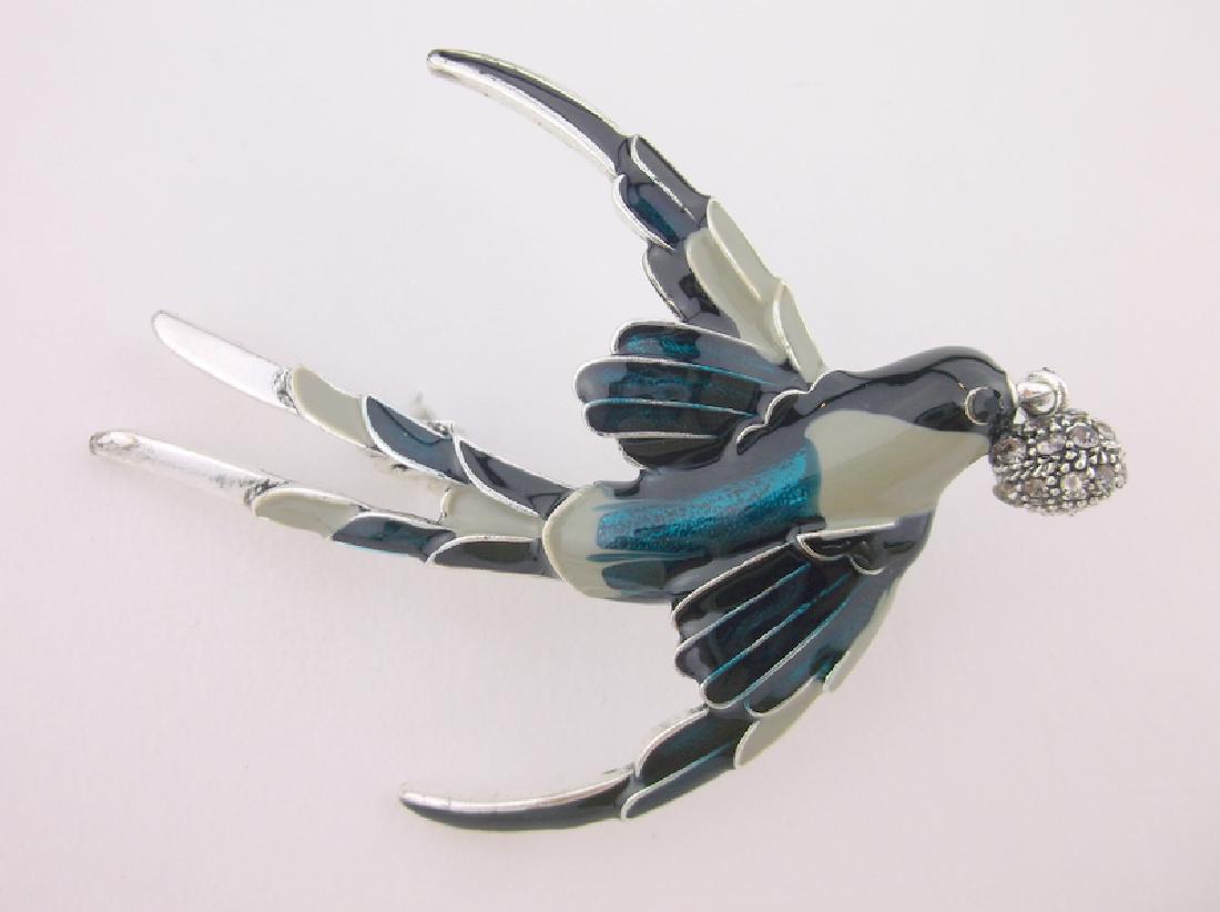 Stunning Enameled Rhinestone Sparrow Brooch Large (1 of 1)