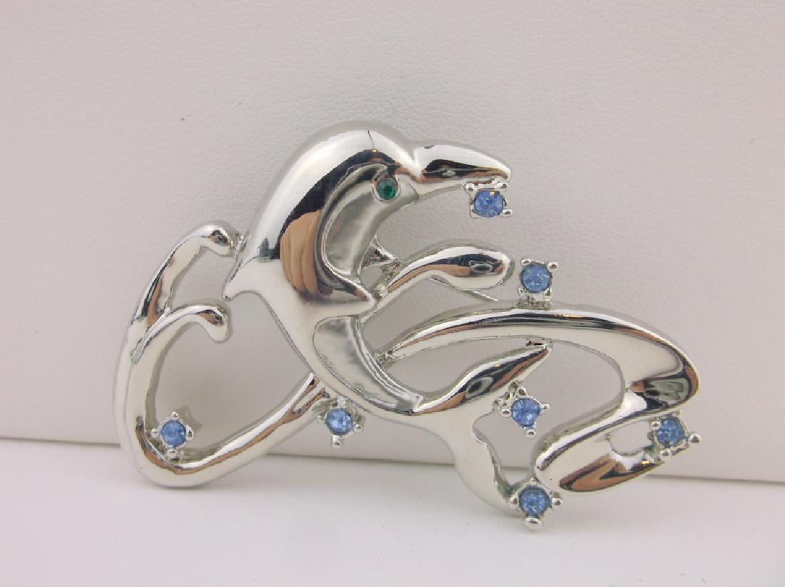 Stunning Rhinestone Dolphin Brooch: Like New