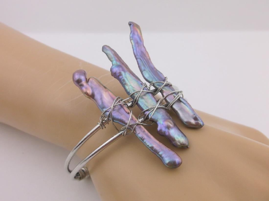 Stunning Abalone Spikes Cuff Bracelet: Like New