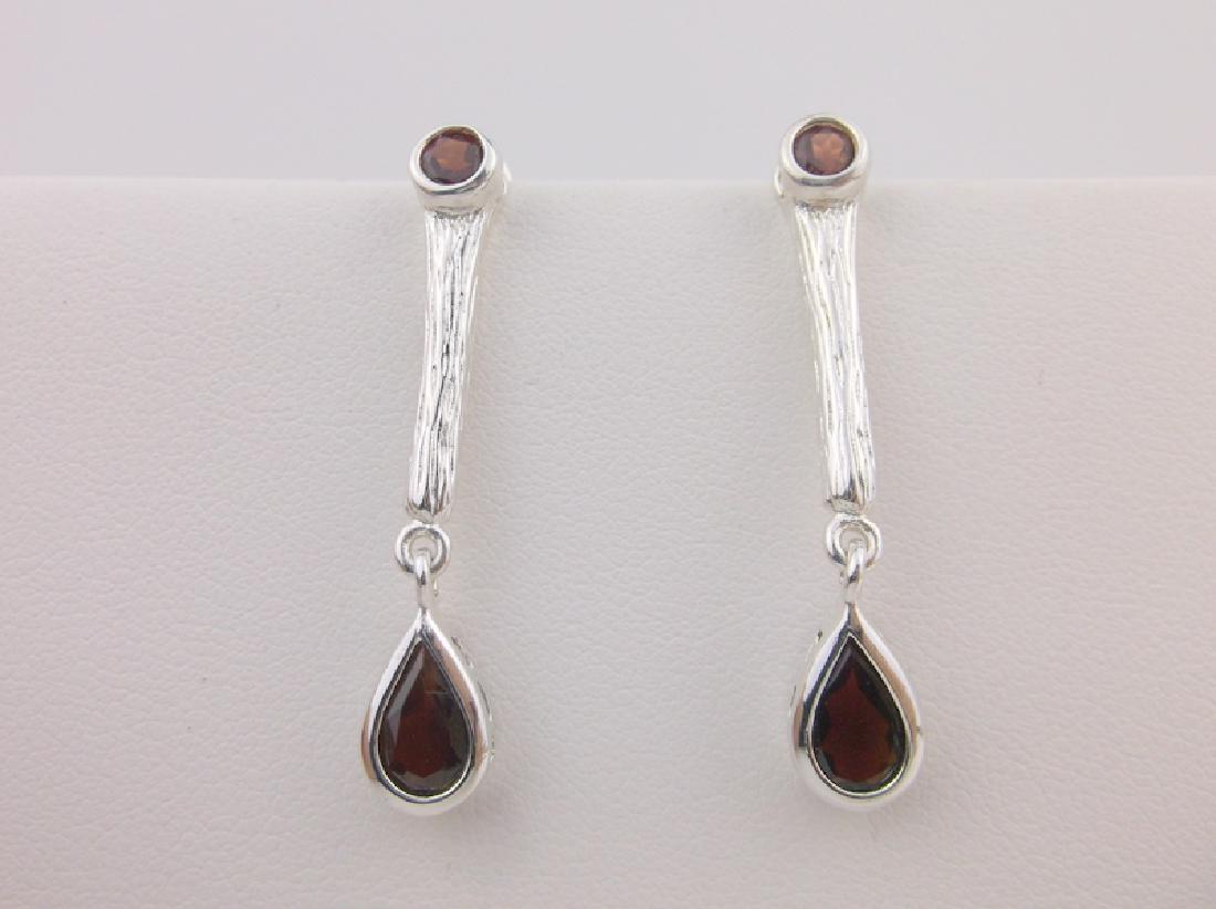 Stunning Sterling Silver Garnet Stud Drop Earrings (1 of 1)