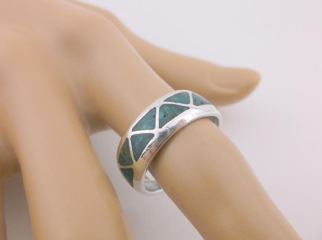 Vint Navajo Sterling Turquoise Band Ring 9.5 Mens (1 of 1)