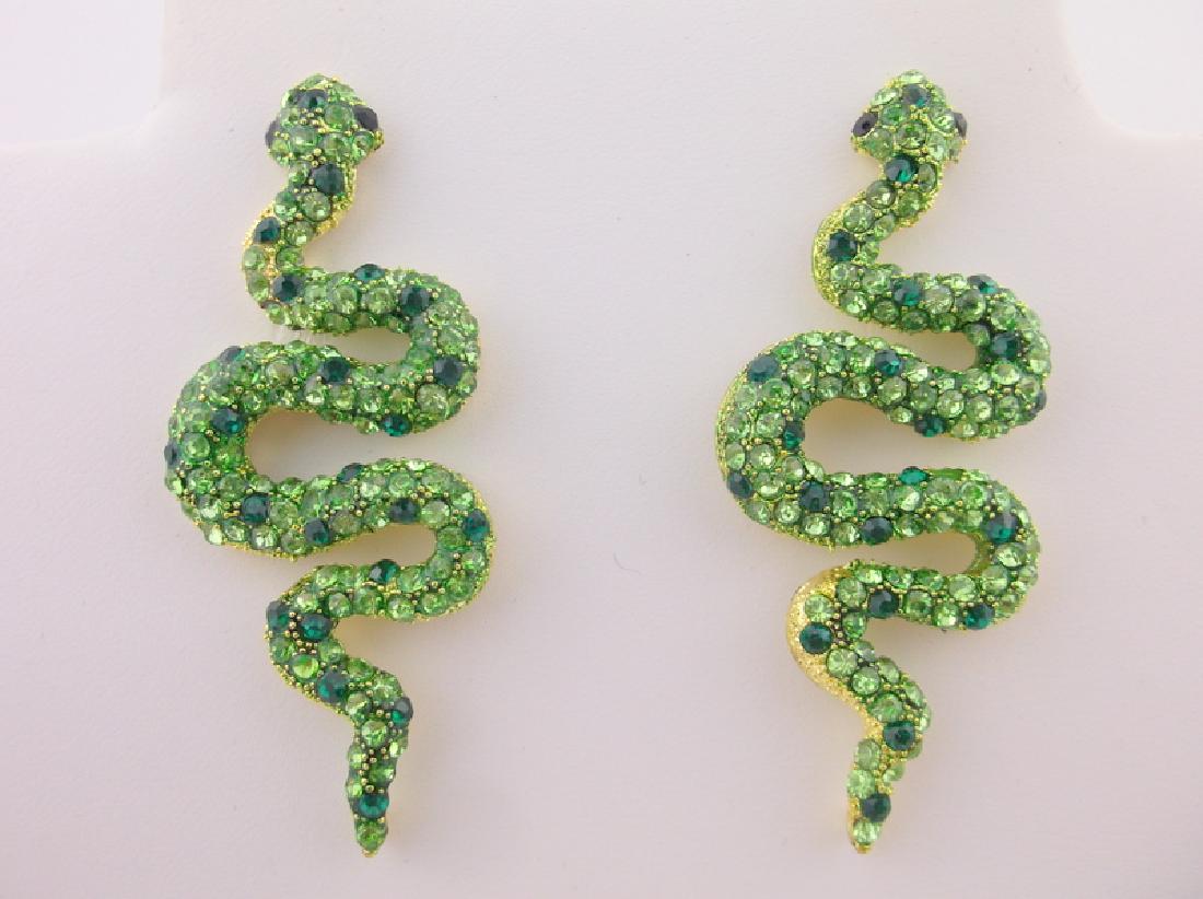 Large Enameled Rhinestone Snake Earrings Stud (1 of 1)