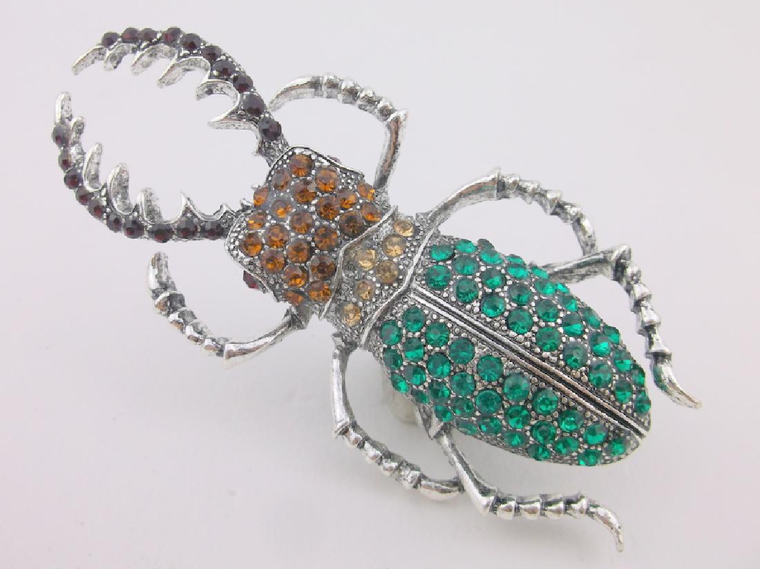 Incredible Large Rhinestone Beetle Insect Brooch (1 of 2)