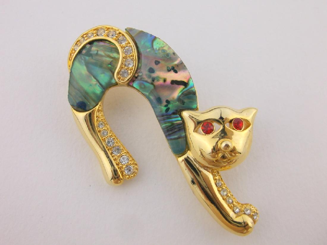 Stunning Abalone Kitty Cat Brooch (1 of 1)