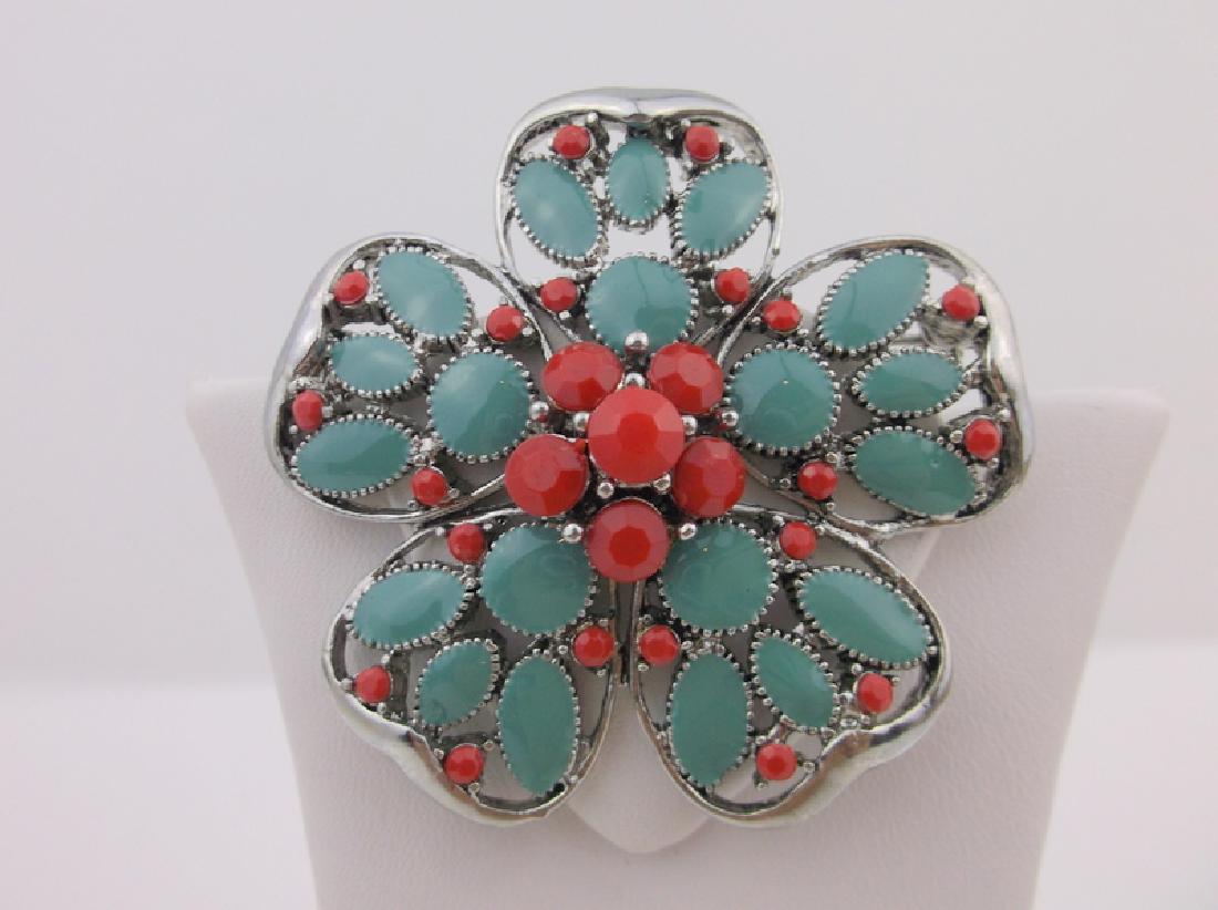 Stunning Large Enameled Southwestern Brooch (1 of 1)
