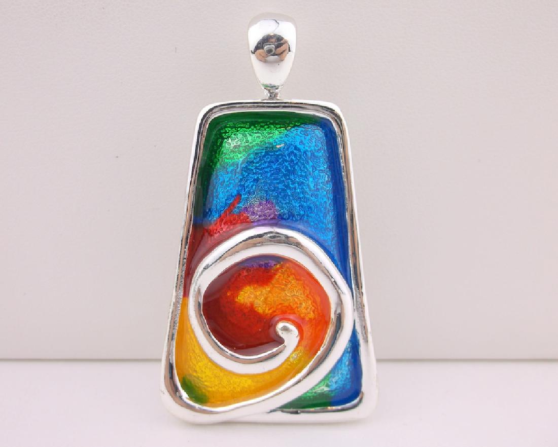 Stunning Large Enameled Swirl Pendant (1 of 1)
