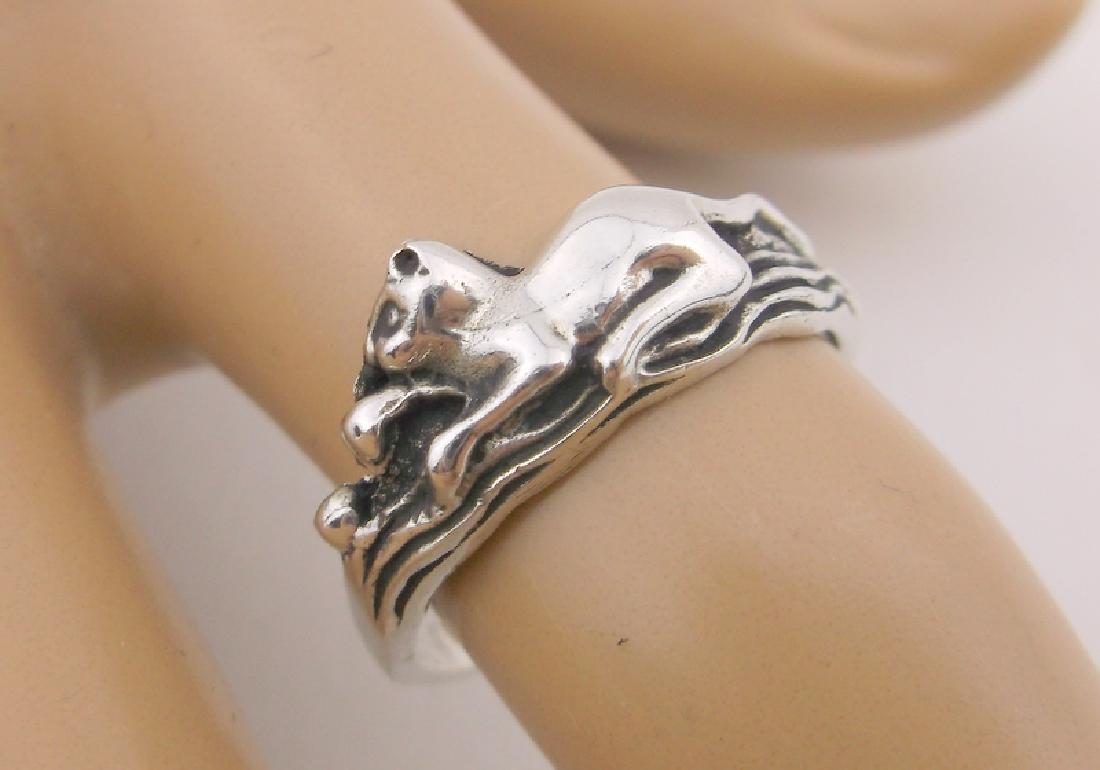 Stunning Vintage Sterling Silver Cat Ring 7.5 (1 of 2)