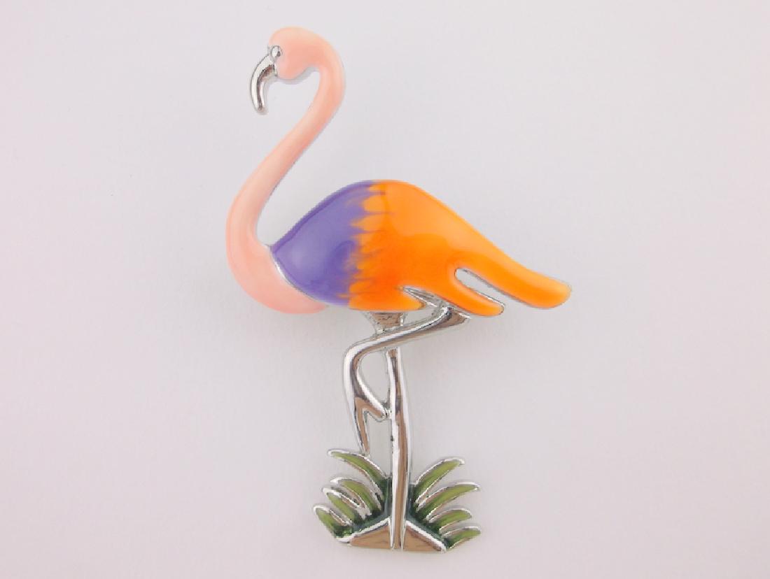 Stunning Enameled Flamingo Brooch (1 of 1)