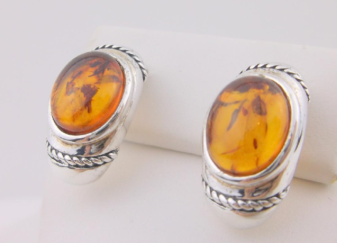 Stunning Sterling Silver Amber Stud Earrings (1 of 1)