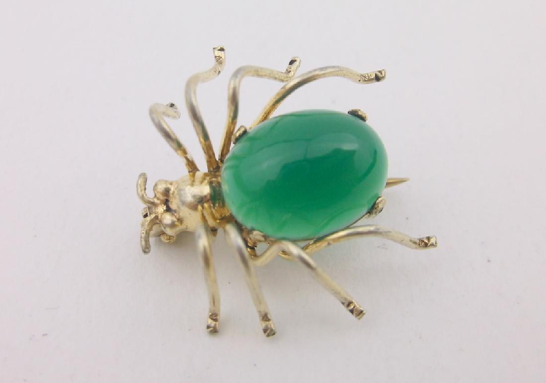 Incredible Antique Jade Sterling Silver Insect Brooch (1 of 4)