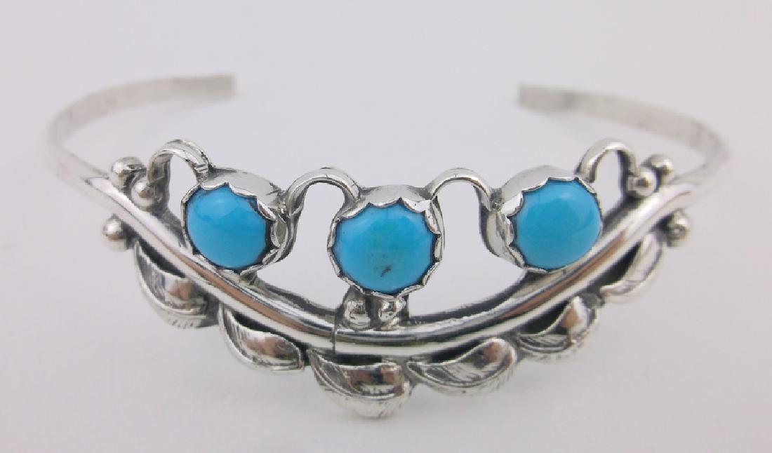 Stunning Navajo Sterling Turquoise Cuff Bracelet (1 of 4)