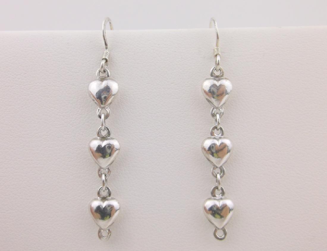 Stunning Vint Sterling Silver Heart Drop Earrings (1 of 1)