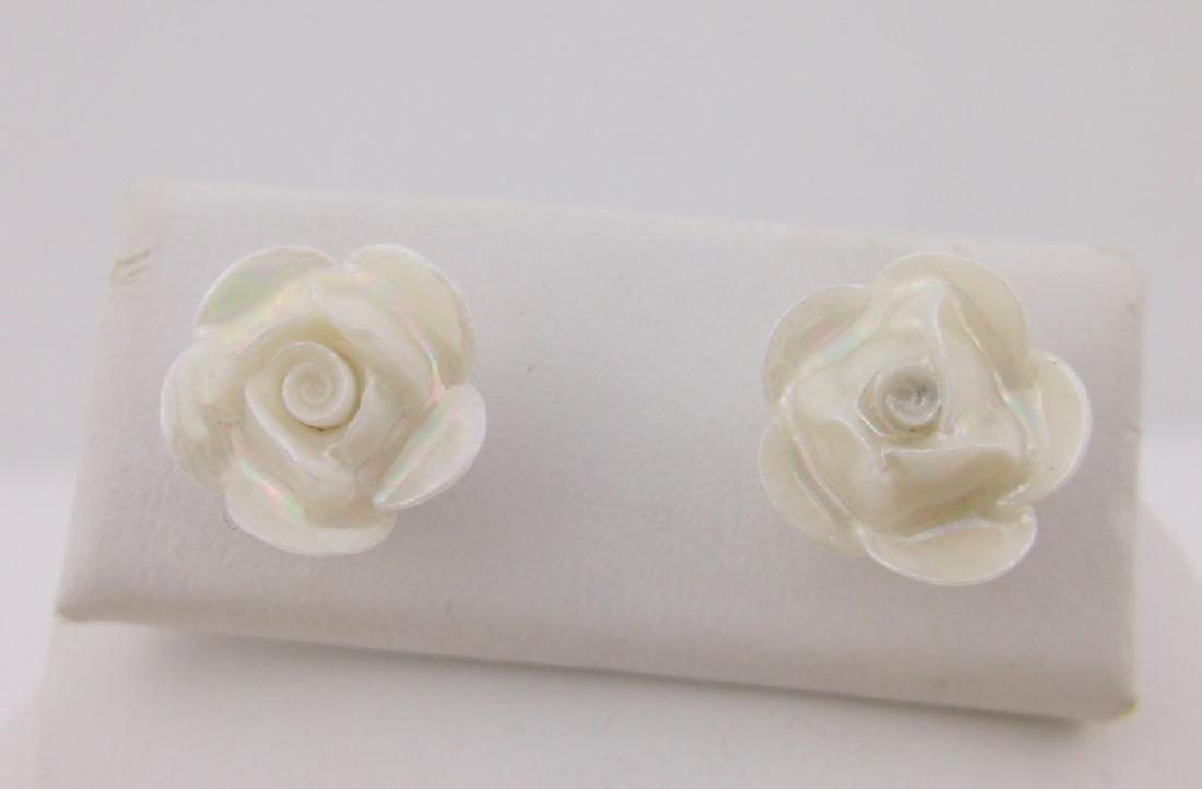 Stunning Sterling Porcelain Rose Stud Earrings (1 of 1)