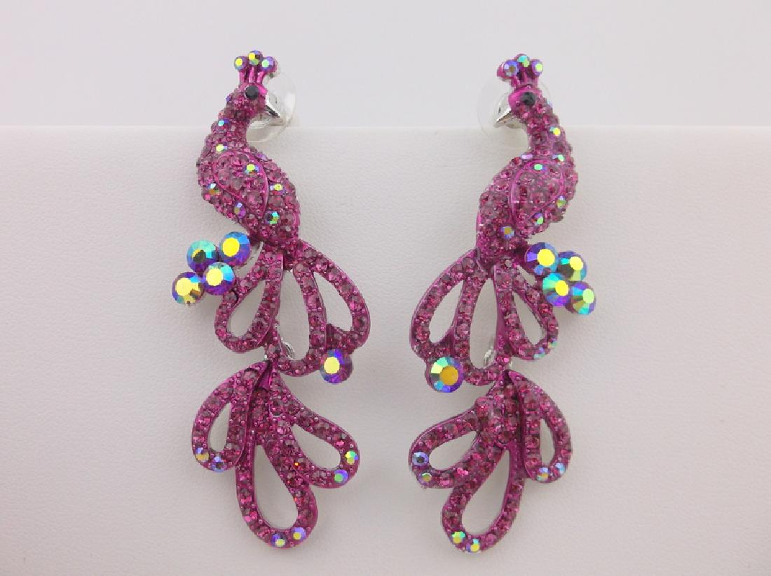 Stunning Enameled Rhinestone Peacock Earrings (1 of 1)