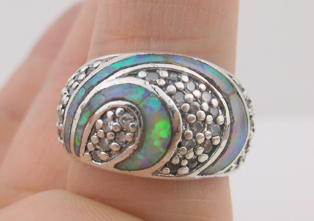 Gorgeous Large Sterling Silver Opal Ring 7.5 (1 of 2)