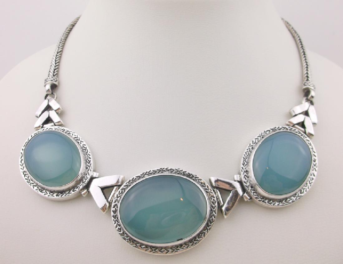 Incredible Huge Sterling Blue Moonstone Necklace 18" DE (1 of 11)