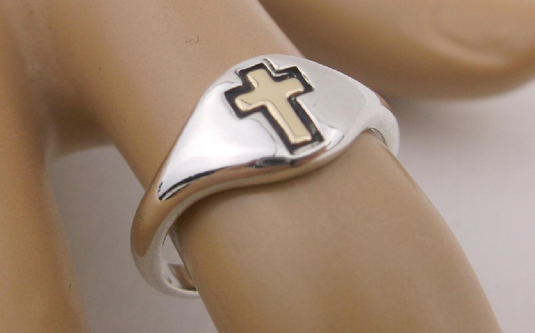 Stunning Sterling + 14kt Gold Cross Ring 7 (1 of 2)