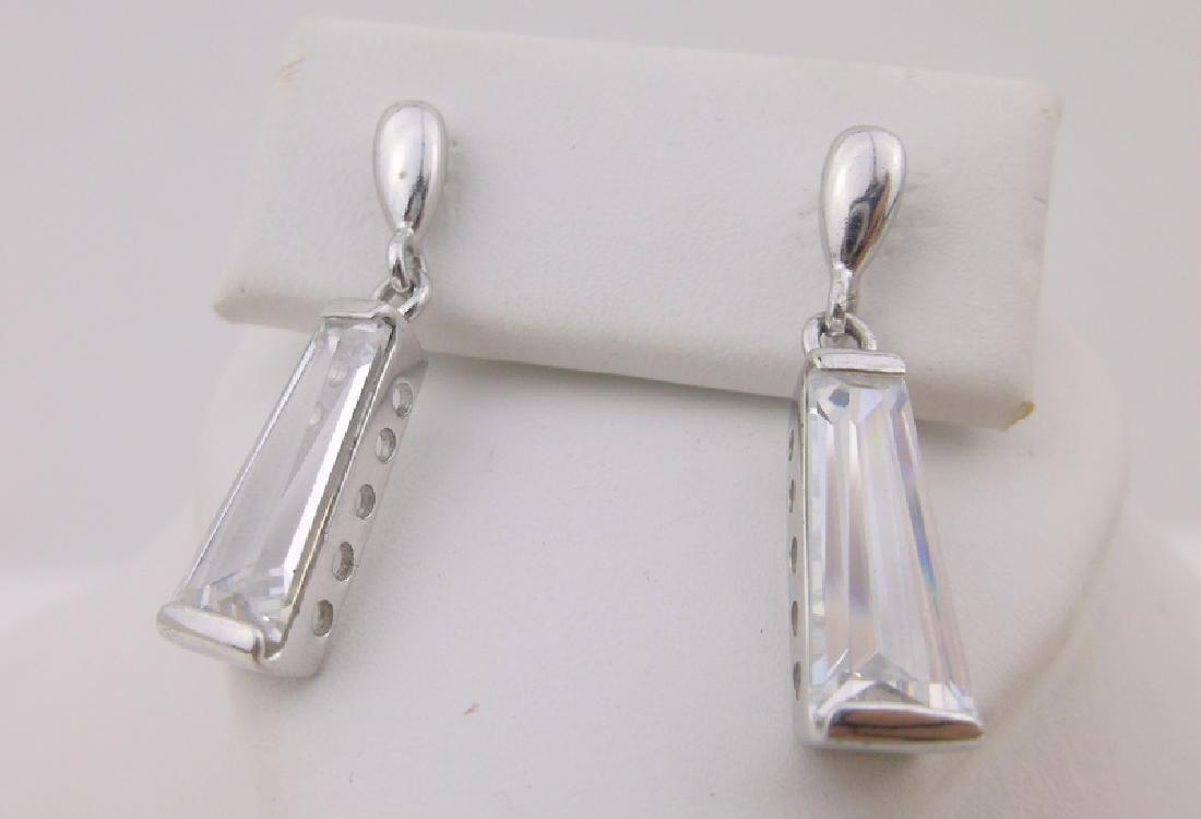 Stunning Sterling White Stone Drop Stud Earrings (1 of 1)