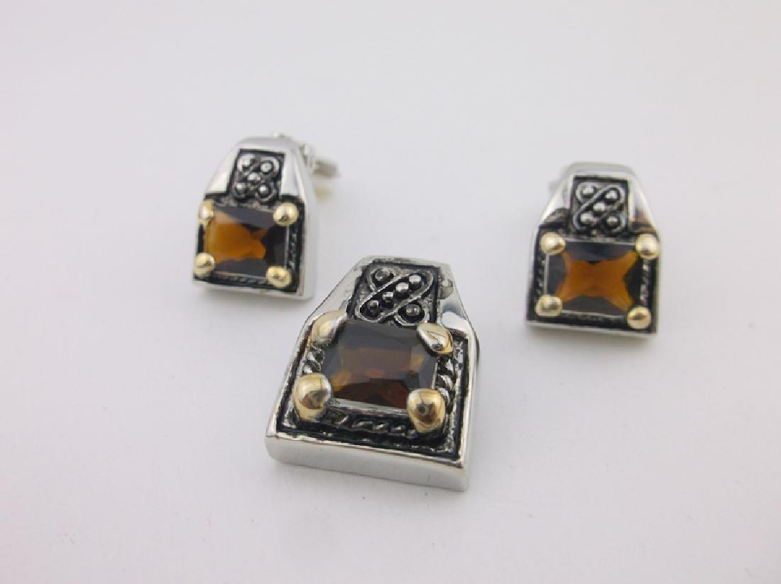 Stunning Pendant & Earrings Set Yellow Stone (1 of 1)