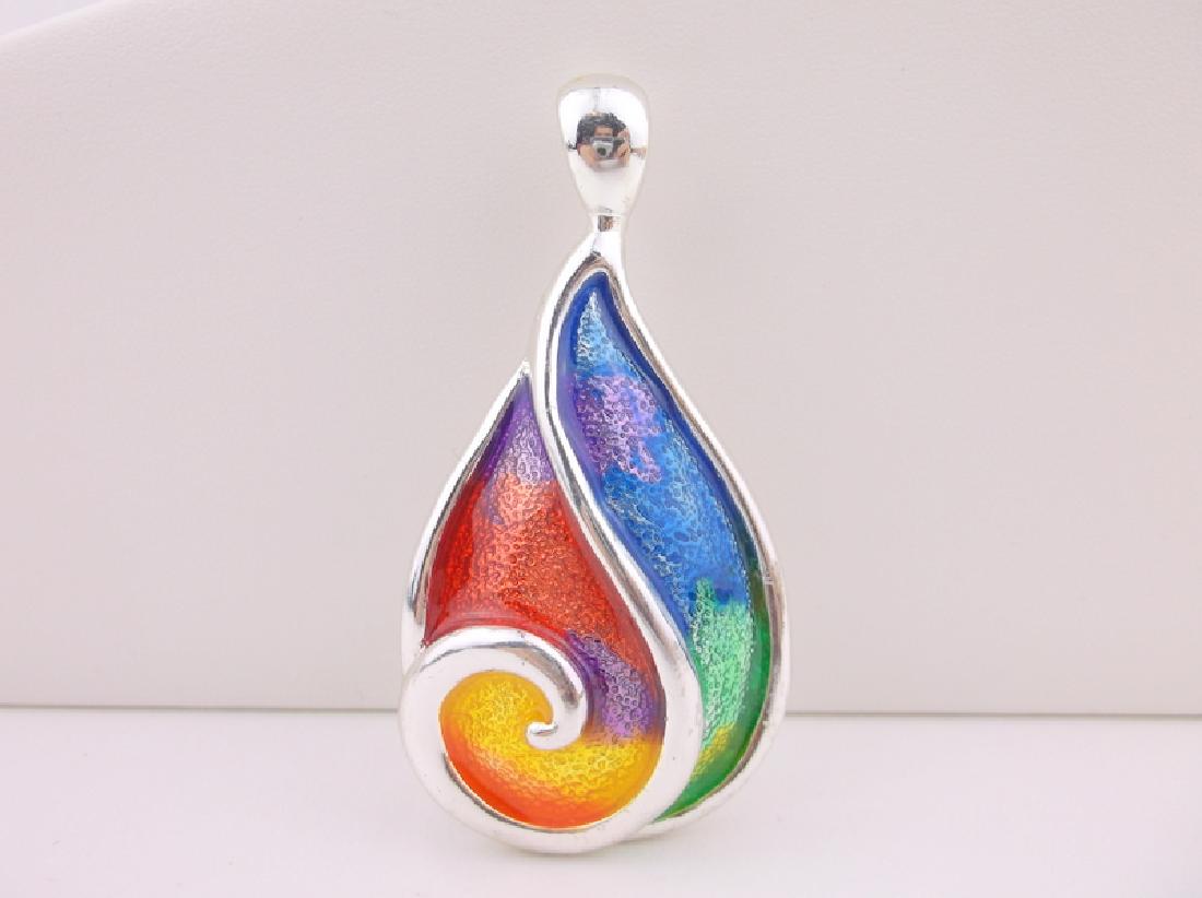Stunning large Enameled Teardrop Pendant (1 of 1)
