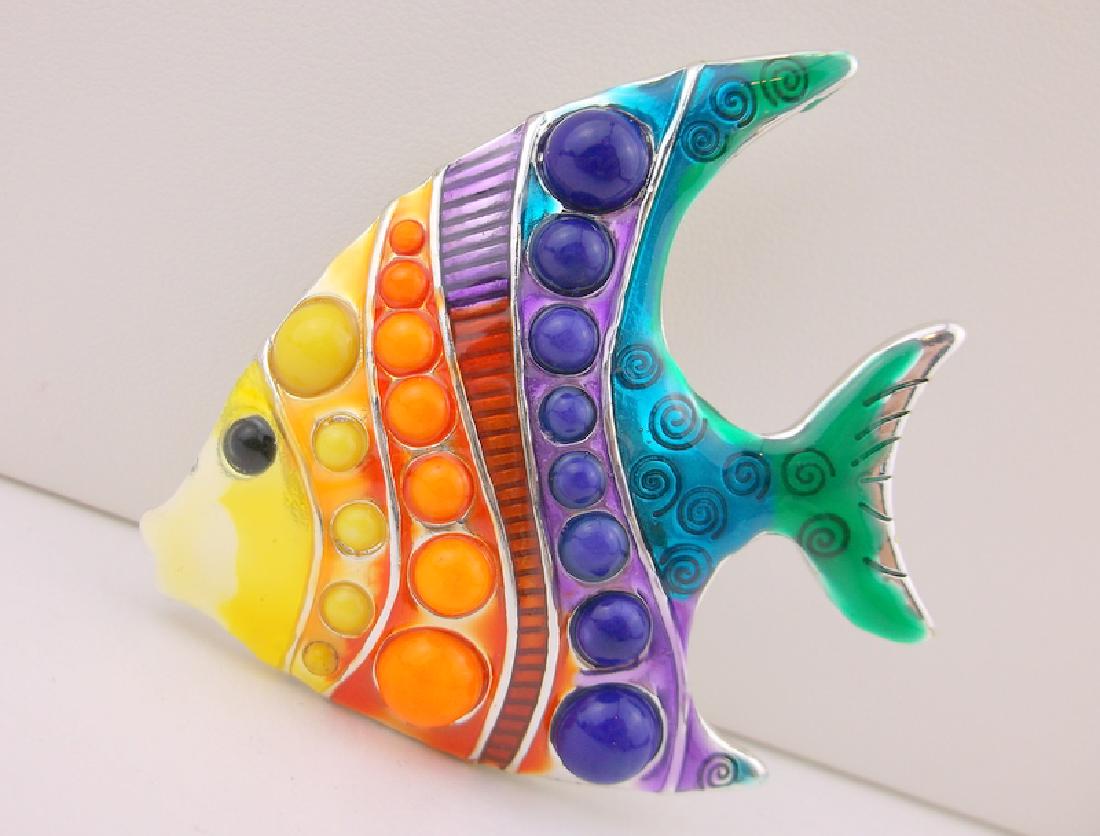 Stunning Large Enameled Fish Pendant (1 of 1)