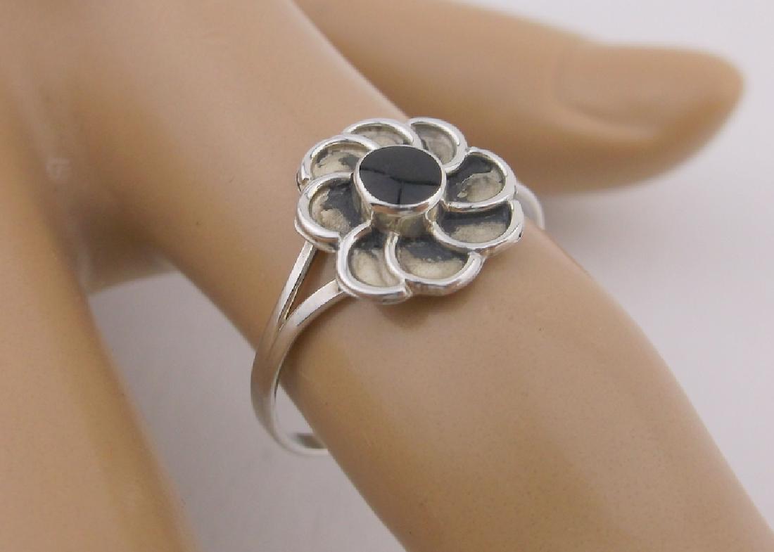 Stunning Vintage Sterling Silver Onyx Ring 7.5 (1 of 1)