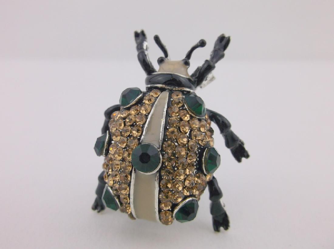 Stunning Enameled Rhinestone Ladybug Brooch Beetle (1 of 2)