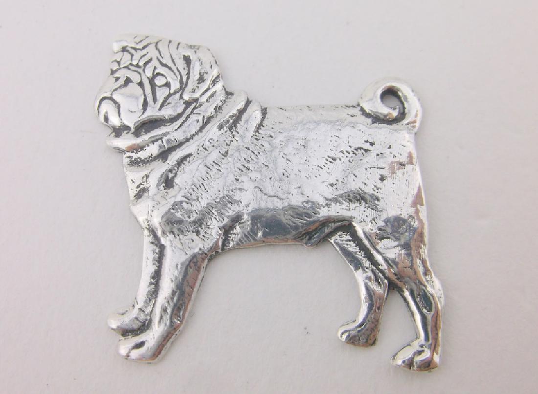 Unusual Antique Sterling Silver Pug Dog: Antique Solid Sterling Silver Pug Dog, May have been a brooch at one time, very detailed