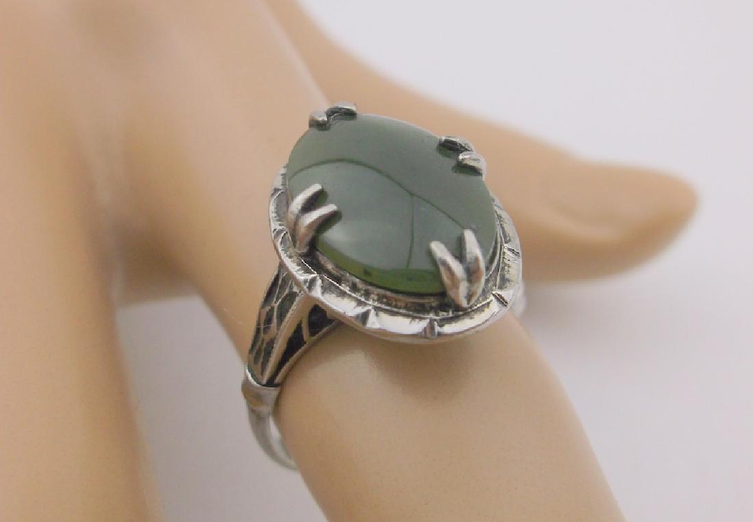 Stunning Antique Sterling Silver Jade Ring 6.5 (1 of 4)