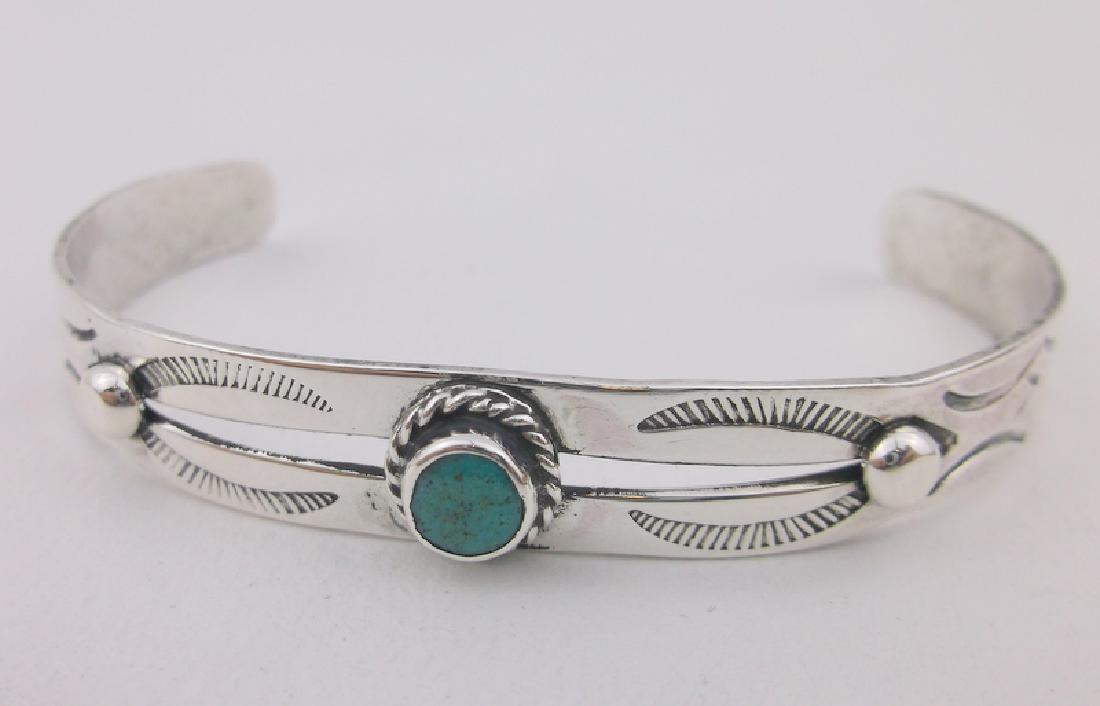 Navajo Sterling Turquoise Cuff Bracelet Stunning (1 of 3)