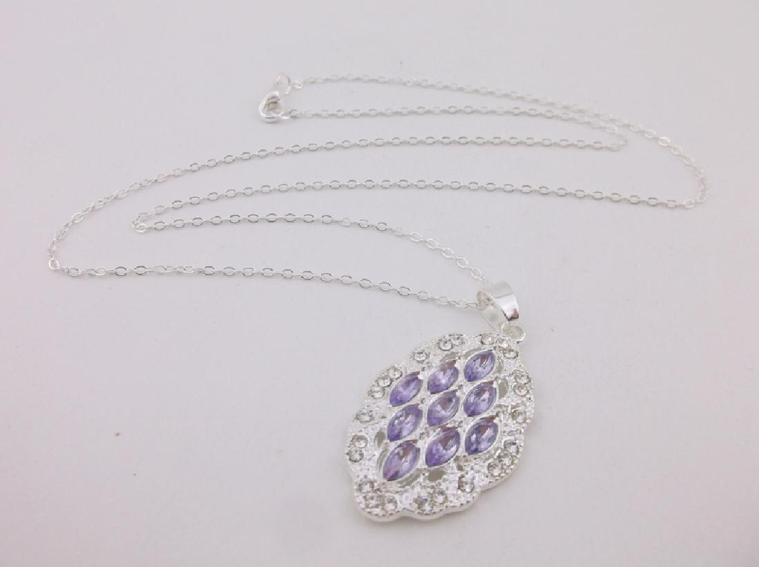 Stunning New Necklace Pendant Set Purple Stone (1 of 1)