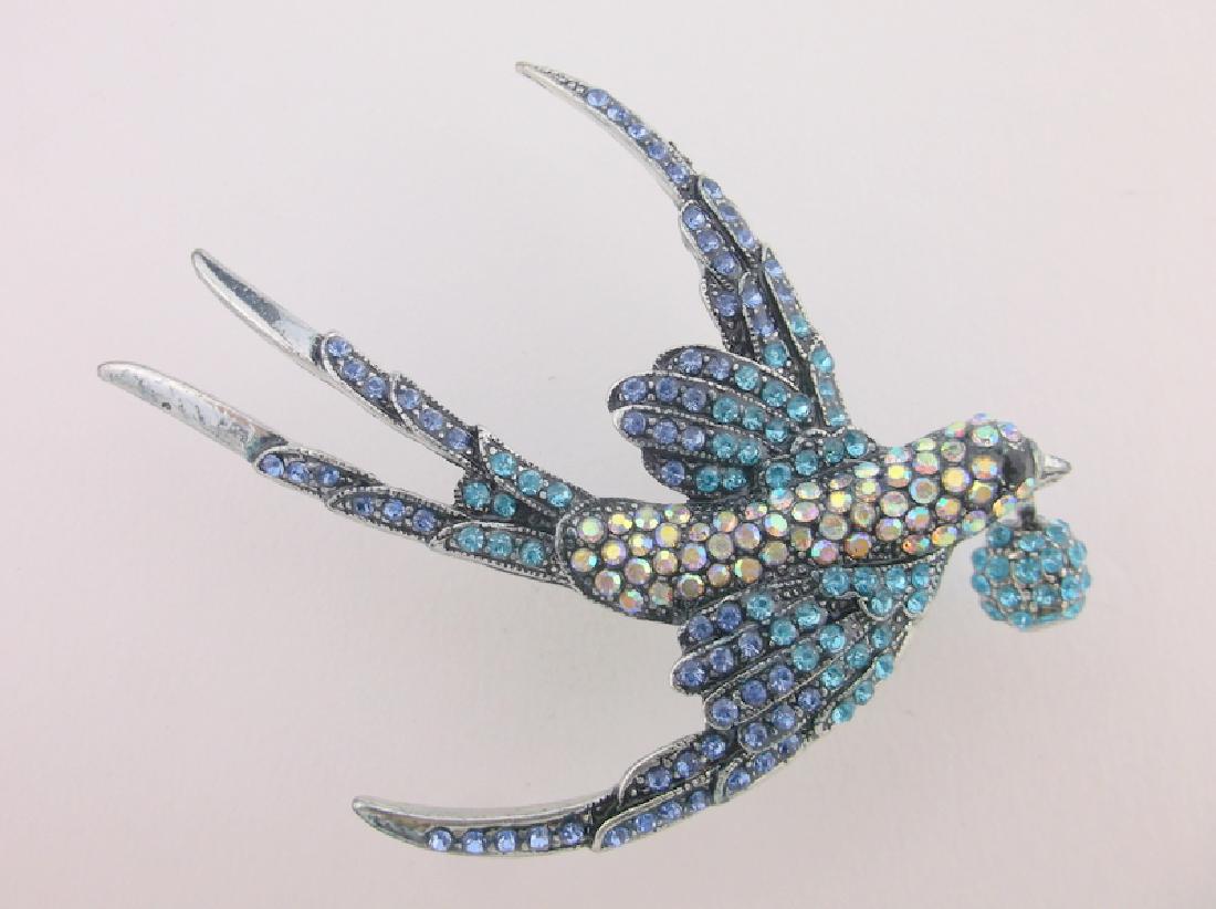 Stunning Enameled Rhinestone Sparrow Brooch Large (1 of 2)