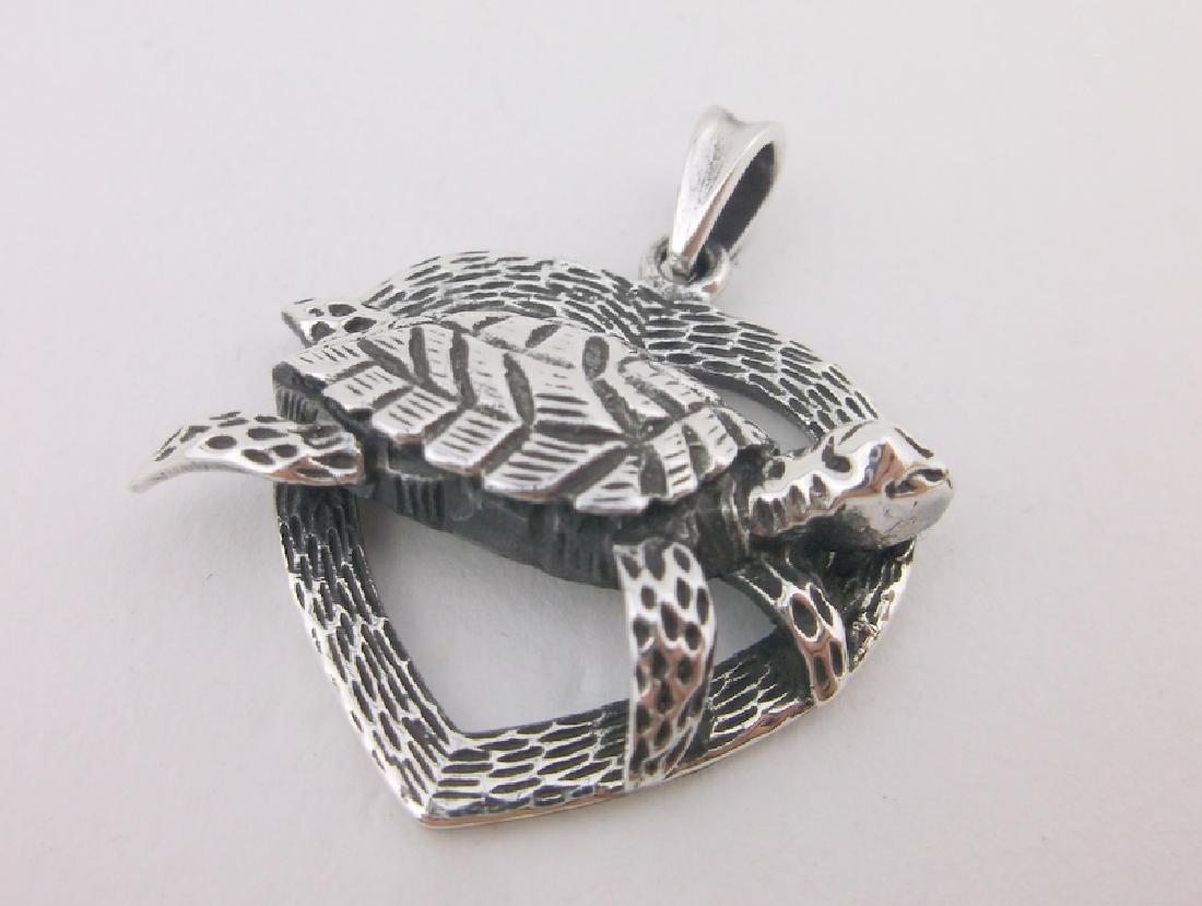 Stunning 3D Sterling Silver Turtle Pendant Thick (1 of 2)