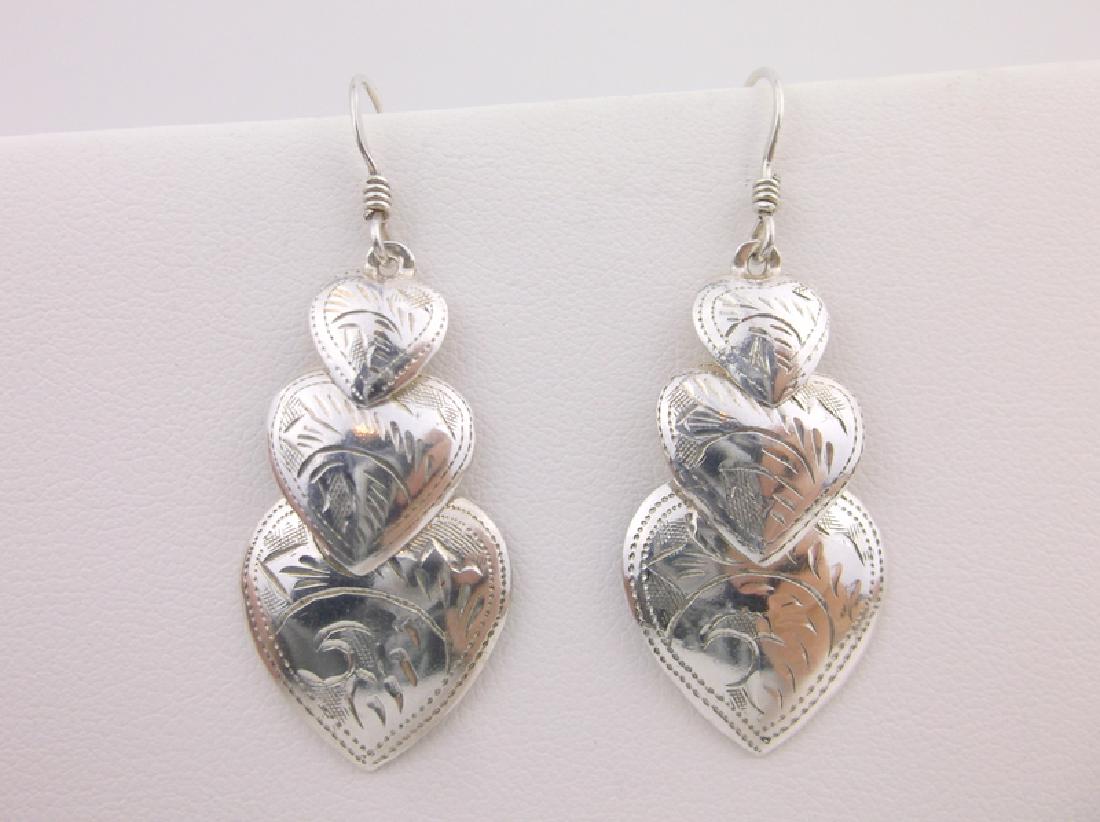 Stunning Sterling Silver Heart Drop Earrings (1 of 1)