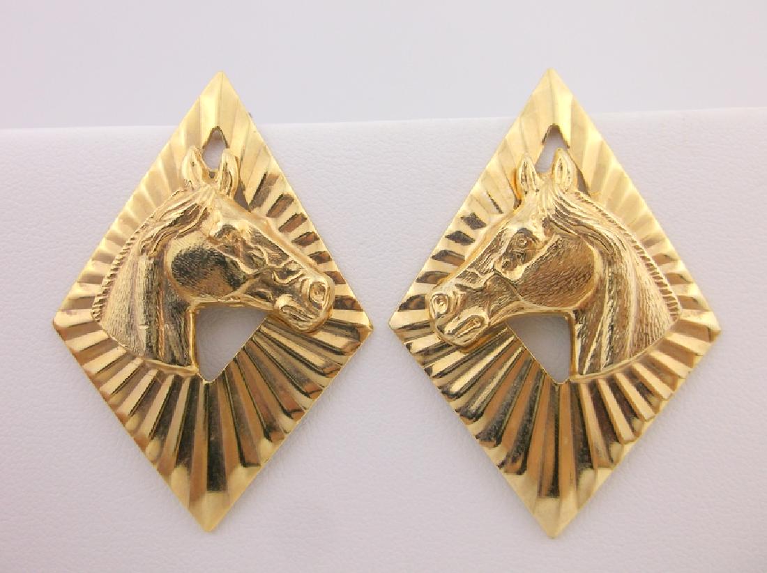 Stunning Large Antique Horse Stud Earrings (1 of 2)