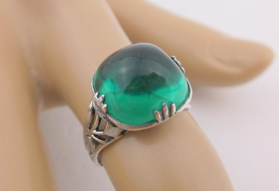 Stunning Antique Sterling Silver Green Stone Ring 5.5 (1 of 2)