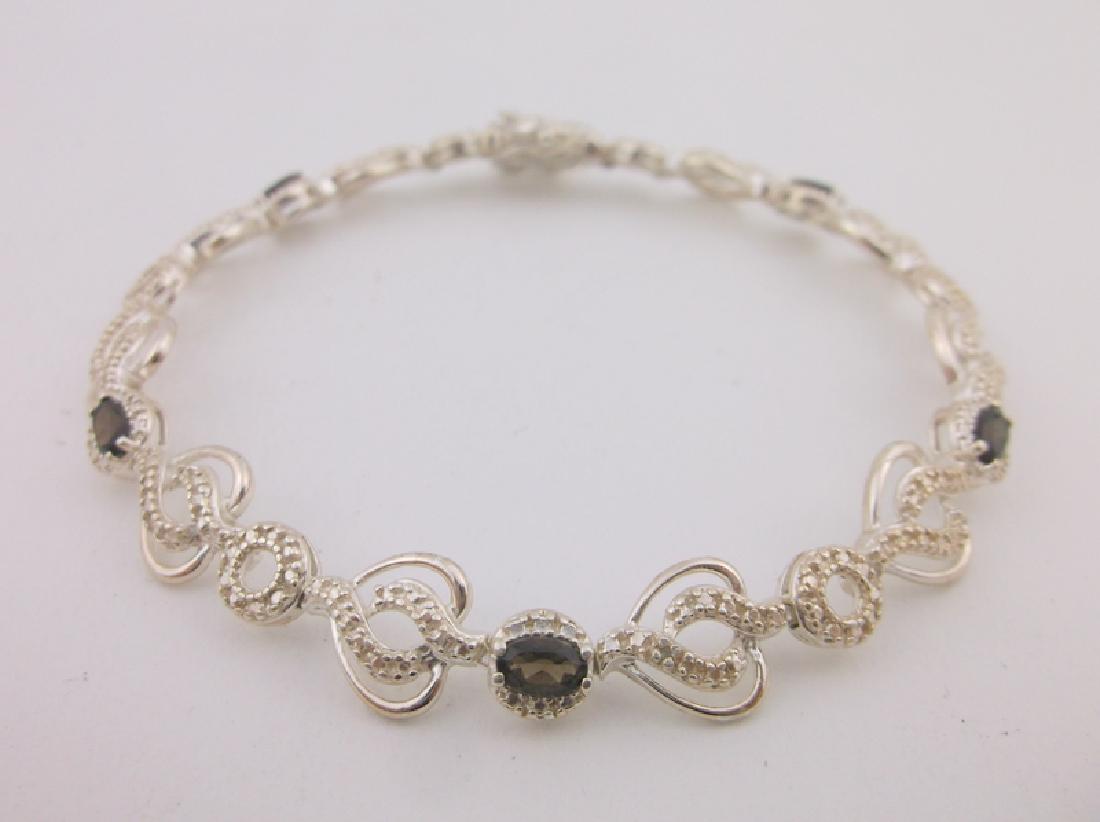Stunning Sterling Silver Diamond Gem Bracelet (1 of 2)