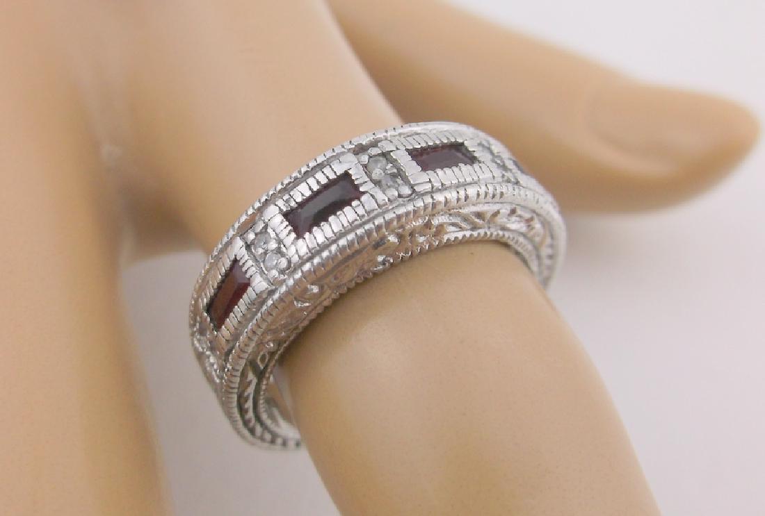 Stunning Ornate Sterling Silver Red Stone Ring 7 (1 of 2)