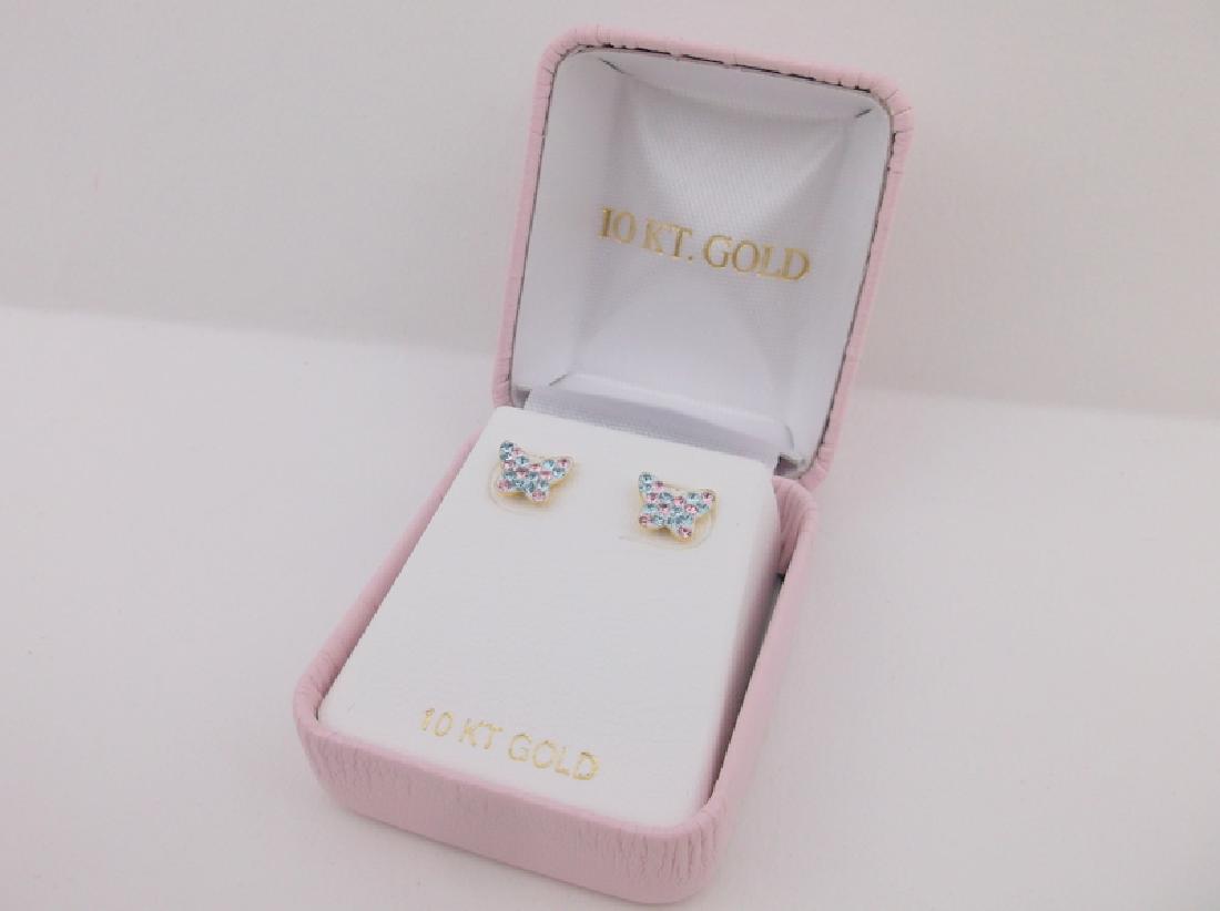 New 10kt Gold Crystal Butterfly Stud Earrings (1 of 2)