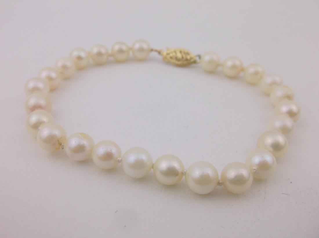 Stunning 14kt Gold Natural Pearl Bracelet 7.25" (1 of 2)