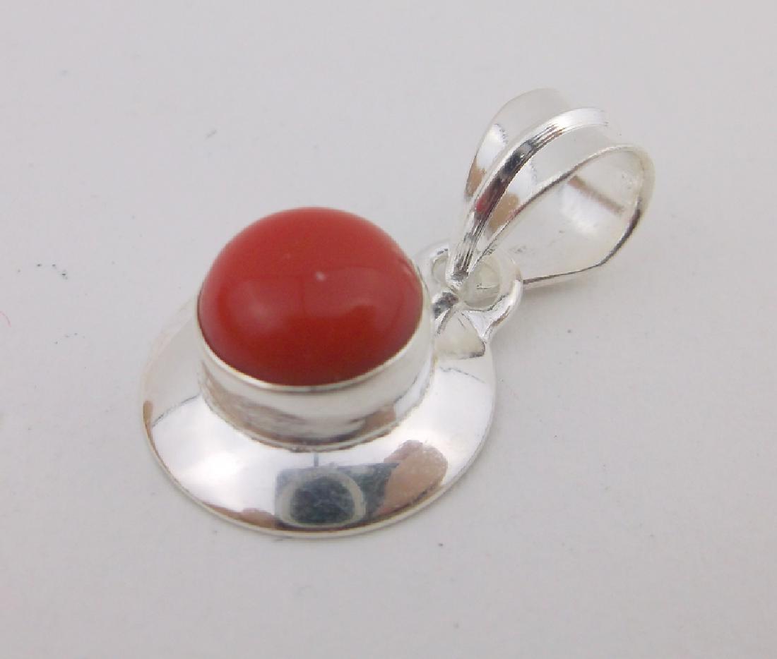 New Sterling Silver Red Coral Pendant (1 of 1)