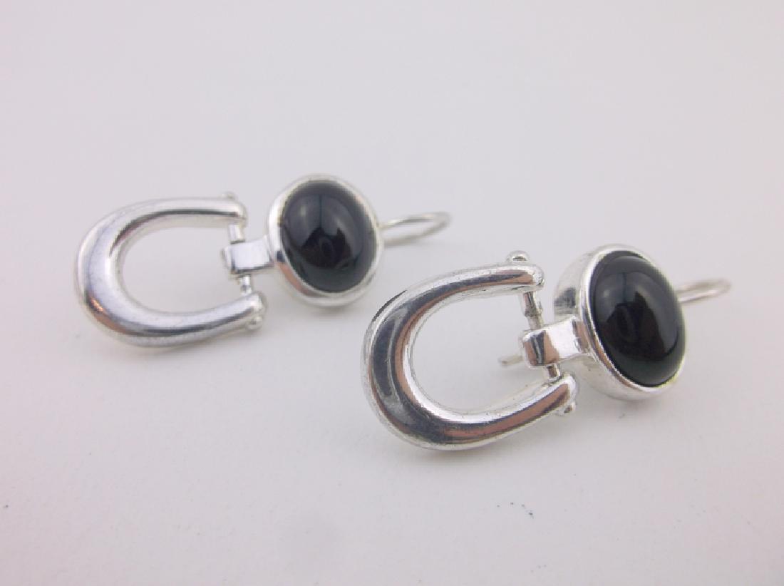 Stunning Heavy Sterling Silver Onyx Earrings (1 of 2)
