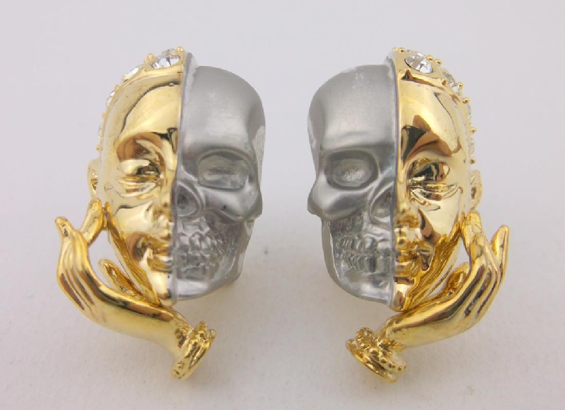 Stunning Half Skull Half Face Locking Stud Earrings (1 of 3)